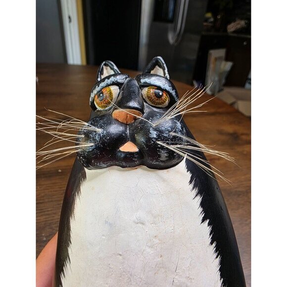 VTG Enesco Funny Bone Vicki Thomas Black Tuxedo Cat Figurine 1997 Fat Cat - Picture 6 of 16